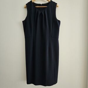 Talbots Navy Blue Sleeveless Sheath Midi Dress Size 16